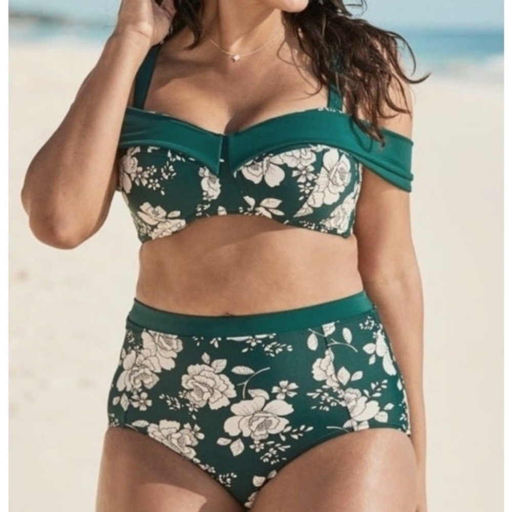 Adore Me Green Floral Bikini 2X NWT